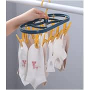 Margoun For Foldable Clothes Hanger Drying Rack With 12 Clips Plastic Space Saving Closet Organizer (Yellow)