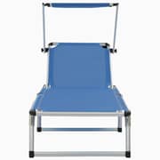 vidaXL Folding Sun Lounger with Roof Aluminium and Textilene Blue