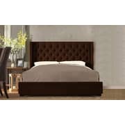 Skyline Upholstered Wingback Tufted Bed Frame Super King without Mattress Brown