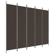 vidaXL 5-Panel Room Divider Brown 250x200 cm Fabric vidaXL 5-Panel Room Divider Brown 250x200 cm Fabric