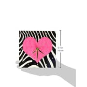 3Drose Llc Punk Rockabilly Zebra Animal Stripe Pink Heart Print Desk Clock, 6 By 6-Inch