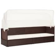 Vidaxl Garden Sofa With Canopy Poly Rattan Brown