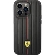 Ferrari Leather Case Black With Embossed Stripes iPhone 14 Pro Max