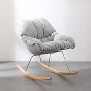 Daamudi Kai Rocking Chair, Modern Nordic Lounge Chair, Lazy Chair With Soft Fabric Cushion Grey Daamudi Kai Rocking Chair, Modern Nordic Lounge Chair, Lazy Chair With Soft Fabric Cushion Grey
