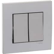 Schneider Electric Kb32r_1_as Vivace Silver - 1-way Plate Switch 2 Gang - 16ax - Silver