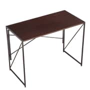 Ibama Folding Space-Saving Desk for Writing, Modern Home Office Desk Compact Home Work Study Table Computer Laptop Table, Brown Desktop and Black Frame,Easy Install