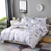 Queen Size Bedding Set 6pcs Blue Butterfly Design