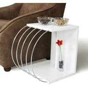 HomeCanvas Case End Table Living Room Made In Turkey Side Table (White-Chrome)