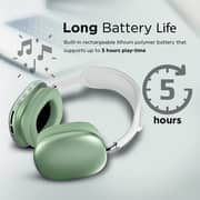 Promate Wireless Bluetooth Headphones, Ergonomic Over-ear Adjustable Bluetooth 5.0 Headset With Mic, Fm Radio, Tf Card Slot And Wired Mode 3.5mm Jack For Iphone 12, Gym, Travel, Office, Airbeat Midnight Green