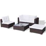 Vidaxl 5 Piece Garden Lounge Set With Cushions Poly Rattan Brown Vidaxl 5 Piece Garden Lounge Set With Cushions Poly Rattan Brown