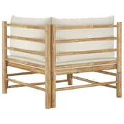 Vidaxl Garden Corner Sofa With Cream White Cushions Bamboo