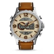 Fossil Nate Analog Digital Brown Leather Watch For Men Fossil Nate Analog Digital Brown Leather Watch For Men
