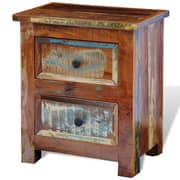 vidaXL Nightstand with 2 Drawers Solid Reclaimed Wood vidaXL Nightstand with 2 Drawers Solid Reclaimed Wood
