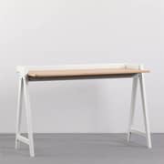 Daamudi Kai Desk, Modern Nordic Desk, Study Desk, Computer Desk For Home Office With Solid Wood Base & Oak Top White