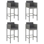 Vidaxl Bar Stools 4 Pcs With Cushions Grey Poly Rattan Vidaxl Bar Stools 4 Pcs With Cushions Grey Poly Rattan