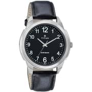 Titan, 1585SL08, Mens Watch Classique Collection Analog, Black Dial Brown Leather Band