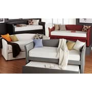 Deco Faux Leather DayBed and Trundle DayBed with trundle Dark Brown