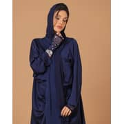 Pure Silk Navy Blue Pleated Sleeves Abaya Pure Silk Navy Blue Pleated Sleeves Abaya