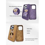 Santa Crete Series Retro and Classic Embroidery and Emboss design Phone Case for iPhone14 Pro Max Brown