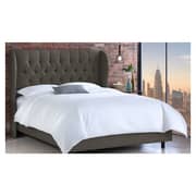 Tufted Linen Uphosltered Wingback Queen Bed without Mattress Dark Grey Tufted Linen Uphosltered Wingback Queen Bed without Mattress Dark Grey