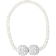 Story@Home Magnetic Curtain Tiebacks Clips - Door Window Tie Backs Holders for Home Office Decorative Rope Holdbacks Classic Tiebacks Pearl Design Set of 2, 16.5 Inch, White