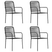 Vidaxl Garden Chairs 4 Pcs Cotton Rope And Steel Black Vidaxl Garden Chairs 4 Pcs Cotton Rope And Steel Black