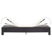 vidaXL Sunbed with Cushion Black Poly Rattan