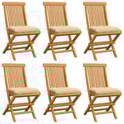vidaXL Garden Chairs with Cream White Cushions 6 pcs Solid Teak Wood vidaXL Garden Chairs with Cream White Cushions 6 pcs Solid Teak Wood