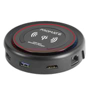 Promate Usb-c Hub, 100w Type-c Pd,hdmi,dual Usb Port,ethernet,wireless Charging Pad, Centerhub Mar