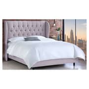 Tufted Linen Uphosltered Wingback King Bed without Mattress Smoke Tufted Linen Uphosltered Wingback King Bed without Mattress Smoke