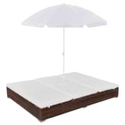 Vidaxl Outdoor Lounge Bed With Umbrella Poly Rattan Brown Vidaxl Outdoor Lounge Bed With Umbrella Poly Rattan Brown