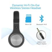 Promate Foldable On-Ear Wireless Stereo Headset with Built-in Music Controls Black