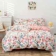 Luna Home King Size 6 Pieces Bedding Set Without Filler, Pink Roses Design Luna Home King Size 6 Pieces Bedding Set Without Filler, Pink Roses Design