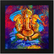 Story@Home Artistically Designed Ganesha' Framed Wall Art Painting - Wood, 30 cm x 3 cm x 30 cm, Multicolor FM1401
