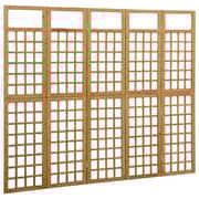Vidaxl 5-panel Room Divider/trellis Solid Fir Wood 201.5x180 Cm