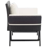 vidaXL Garden Bench with Cushions 176 cm Black Poly Rattan