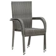 Vidaxl Stackable Outdoor Chairs 2 Pcs Grey Poly Rattan