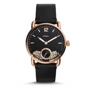 Fossil The Commuter Twist Black Leather Watch For Men Fossil The Commuter Twist Black Leather Watch For Men