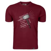 Marvel Thor Hammer Men's Round Neck T-shirt Maroon Extra Large