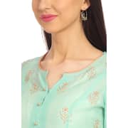 BIBA Aqua & Off White Front Open Anarkali Suit Set Size 36