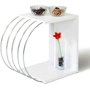 HomeCanvas Case End Table Living Room Made In Turkey Side Table (White-Chrome)