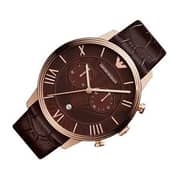 Emporio Armani Chronograph Men's Analog Leather Strap Watch