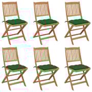 vidaXL Folding Garden Chairs 6 pcs with Cushions Solid Acacia Wood vidaXL Folding Garden Chairs 6 pcs with Cushions Solid Acacia Wood