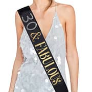 ADBetty 70 And Fabulous Sash - Black Sash With Foil Gold & Rhinestone Lettering - 70Th Birthday Sash 70 Birthday Gifts Party Favors, Supplies And Decorations