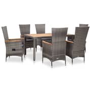 vidaXL 7 Piece Outdoor Dining Set with Cushions Poly Rattan Grey vidaXL 7 Piece Outdoor Dining Set with Cushions Poly Rattan Grey