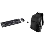 Xcell KB100W Wired Combo Keyboard Black + BG200BP Laptop Backpack 15.6inch Black