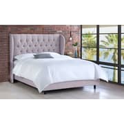Tufted Linen Upholstered Wingback Bed Super King Bed with Mattress Smoke Tufted Linen Upholstered Wingback Bed Super King Bed with Mattress Smoke