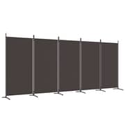 vidaXL 5-Panel Room Divider Brown 433x180 cm Fabric vidaXL 5-Panel Room Divider Brown 433x180 cm Fabric