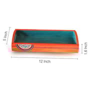 Sunset Orange & Ocean Blue Handpainted Warli Runner Tray Set Sunset Orange & Ocean Blue Handpainted Warli Runner Tray Set