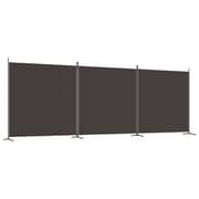 vidaXL 3-Panel Room Divider Brown 525x180 cm Fabric vidaXL 3-Panel Room Divider Brown 525x180 cm Fabric